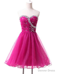 Hot Pink Cute Tulle Short Homecoming Dresses