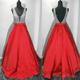 New Arrival Prom Dress, Modest Prom Dress, Long Satin V Neck Royal Blue Prom Dresses, Ball Gowns 2025