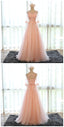 pink chiffon long womens long Prom Dresses