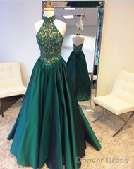 Green Halter Beading Lace A Line For Teens Elegant Backless Fashion 2025 Women Prom Dresses