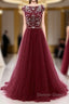 Burgundy Wine Red Beading Long Sexy Prom Dresses