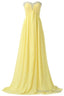 Sweetheart Long Yellow Chiffon Beaded Pregnant High Low For Teens Simple Bridesmaid Dresses