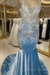 Prom Dresses Light Sky Blue Appliques Formal Evening Party Gowns