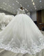 Puffy Wedding Dresses Ball Gowns Tulle V Neck Lace Sleeves