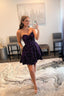 Purple A Line Sweetheart Sequins Short Homecoming Dresses with Pockets