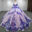 Purple Beaded Sweetheart Evening Party Dress Sequined Ball Gown