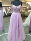 Purple Blue Appliques Spaghetti Straps Prom Dresses