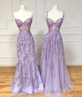 Purple Lace Long Prom Dress