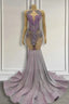 Purple Mermaid Prom Dress Sleeveless With Long Beadings