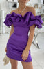 Purple Off the Shoulder Bodycon Homecoming Dress Satin Maxi Cocktail Dresses