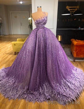 Purple Prom Dresses, Sparkly Prom Dress, Ball Gown Prom Dresses, Vestido De Fiesta, Feather Prom Dresses, Vestido De Longo, Elegant Prom Dresses, Prom Ball Gown,