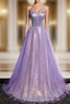 Purple Sweetheart Neck Long Prom Dresses Purple Formal Party Dresses
