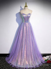 Purple Sweetheart Neck Long Prom Dress Purple Formal Party Dress