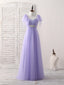 Purple Sweetheart Neck Tulle Long Prom Dress Purple Bridesmaid Dresses