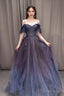 PURPLE SWEETHEART NECK TULLE LONG PROM Dress PURPLE Prom Dresses