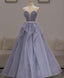 Purple Sweetheart Neck Tulle Sequin Long Prom Dress, Purple Ball Gown Graduation Dress