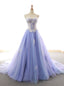 Purple Sweetheart Tulle Lace Appliques Wedding Dress
