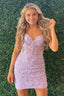 Purple Tight Short Homecoming Dresses with Appliques