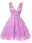 Purple Tulle Butterfly Appliques Homecoming Dresses