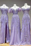 Purple Tulle Long Lace Prom Dress, Purple Tulle Long Lace Prom Dresses