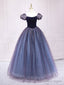 Purple Tulle Long Prom Dress, Shiny Purple Tulle Prom Gowns Sweet 16 Dresses