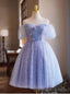 Purple Tulle Pleats Flower Homecoming Dresses