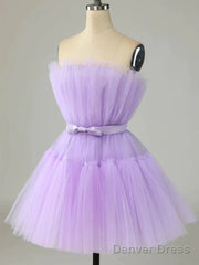 Purple?Tulle Short Prom Dress Purple Formal Homecoming Dress