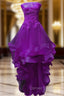 Purple Tulle With Lace High Low Prom Dress Prom Dress, Purple Homecoming Dresses