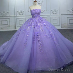 Quinceanera Dress Elegant Party Princess Dress Pearls Strapless Evening Gown Appliques Ball Gown