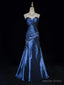 Sexy Sweetheart Sleeveless Mermaid Satin Long Prom Dresses For Prom Online