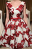 Red And White Short Homecoming Dress, Lace Up Back Prom Dress, Pretty Prom Dresses