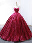 Red Ball Gowns Lace Embroidery Sweetheart Floor Length Wedding Dresses