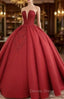 Red ball gown long prom Dresses, evening Dresses,party Dresses, formal Dresses