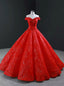 Red Ball Gowns Sequins Off the Shoulder Beading Luxury Prom Dresses