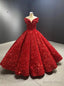 Red Ball Gowns Sequins Off the Shoulder Prom Dresses