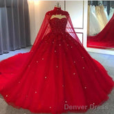 Red Ball Gown Wedding Dresses Crystals Sweet 16 Quinceanera Dress