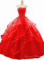 Red Beaded Lacesweet 16 Ball Gown Layers Formal Dress, Prom Dress Party Gowns Red Lace Evening Dresses