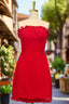 Red Homecoming Dress Ruffles Strapless Tight Mini Dresses