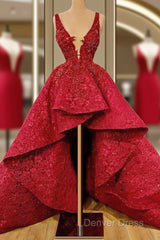 Red Lace Prom Dresses Elegant Cocktail Dresses Party Sexy Celebrity Dresses