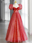 Red Long Prom Dress, Aline Red Prom Graduation Dresses