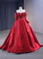 Red Long Sleeve Satin Sequins Prom Dresses