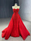 Red Mermaid Tulle Beading Sequins Prom Dresses