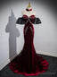 Red Mermaid Velvet Sweetheart Beading Prom Dresses