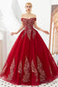 Off the Shoulder Sweetheart Applique A Line Floor Length Prom Dresses