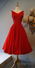 Red Prom Dress,Lace Prom Dress,A Line Prom Dress,