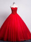 Red Prom Quinceanera Dresses Sweetheart Beaded Corset Tulle Ball Gowns