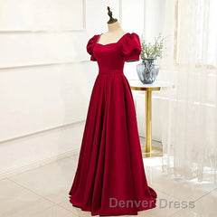 Red Puff Sleeve Prom Dresses / Red Bridesmaid Dresses / Victorian Dresses