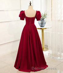 Red Puff Sleeve Prom Dresses / Red Bridesmaid Dresses / Victorian Dresses