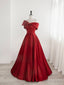 Red Satin One Shoulder Long Prom Dress with Bow Red Off Shoulder Prom Dress shops