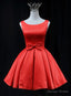 Red Satin Round Neckline Prom Homecoming Dress Red Short Prom Dress shops
